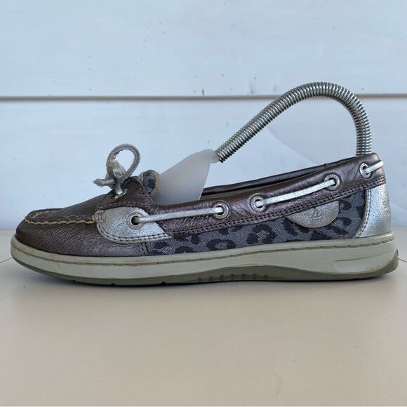 Sperry Top-Sider Animal Print Leather Boat Shoe STS93635 Silver Women’s 7M - Picture 4 of 10